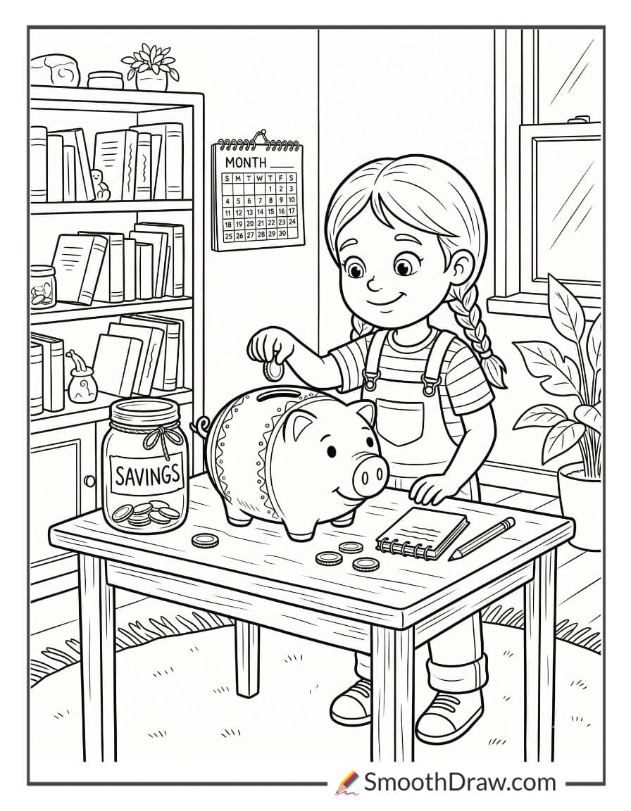 saving money coloring pages