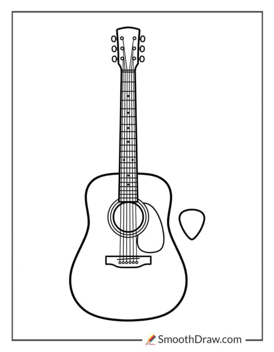 Simple Guitar Coloring Page
