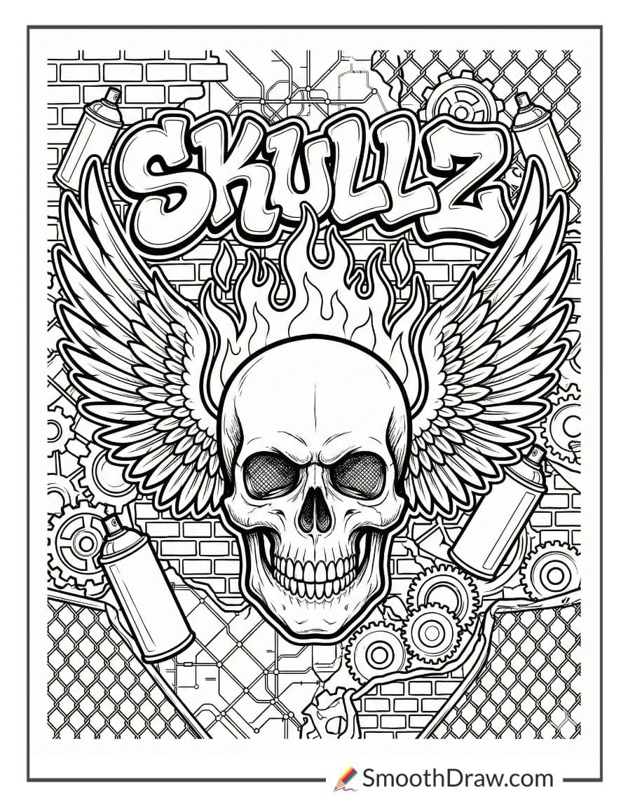 skull graffiti coloring pages