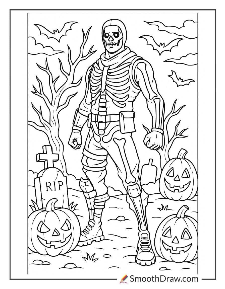 skull trooper fortnite coloring page