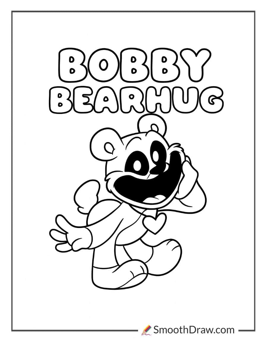 smiling critters coloring pages bobby bearhug
