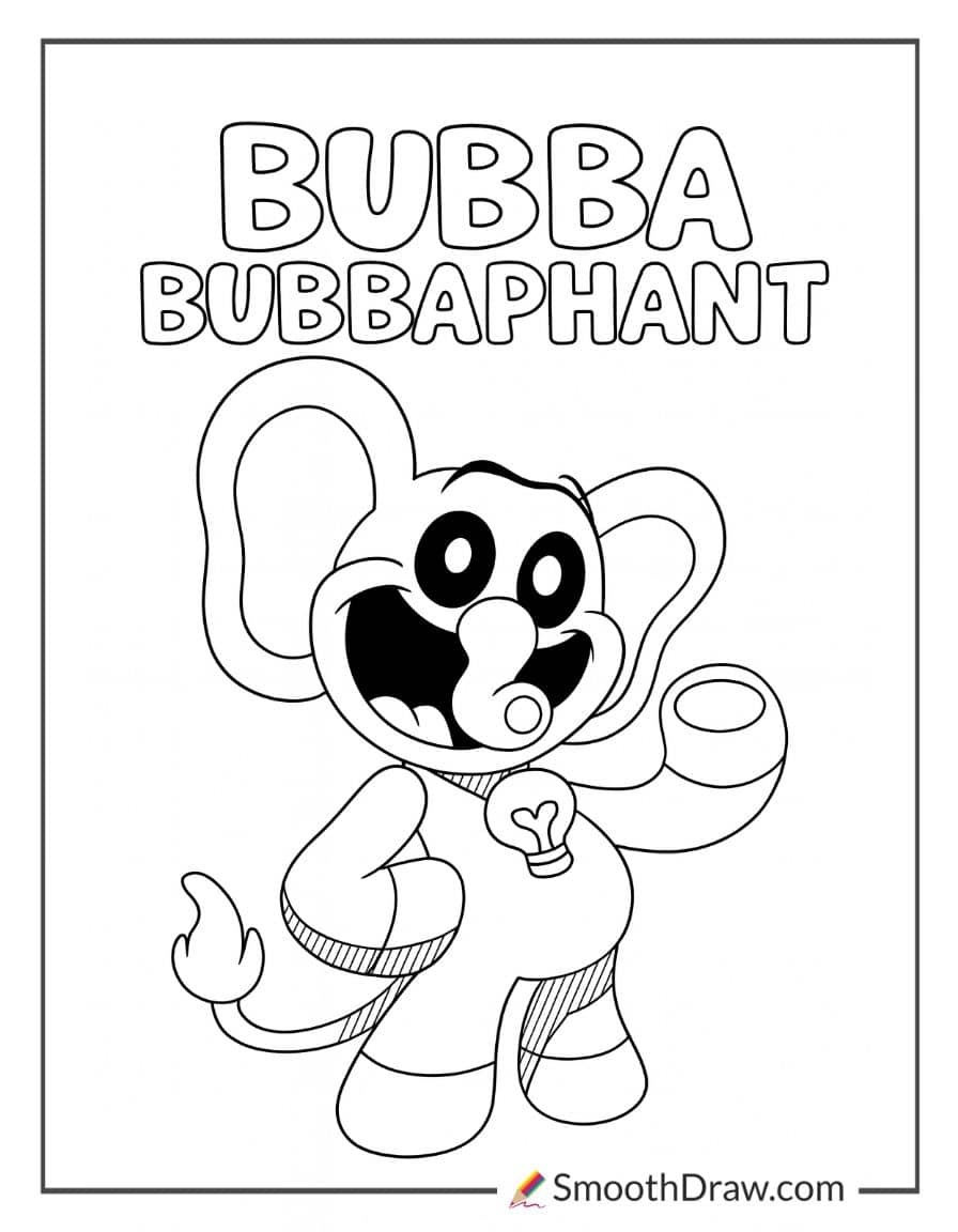smiling critters coloring pages bubba bubbaphant