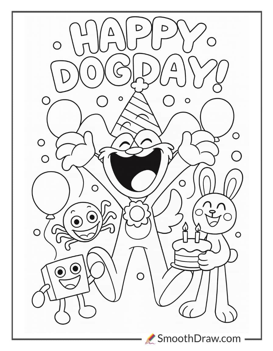 smiling critters coloring pages dogday