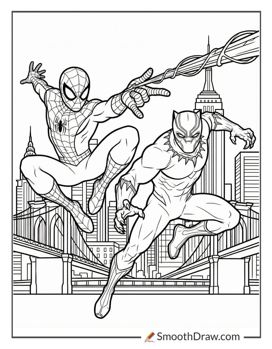 spiderman and black panther coloring pages