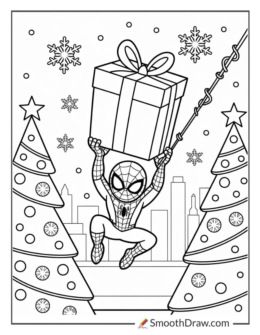 spiderman christmas coloring pages