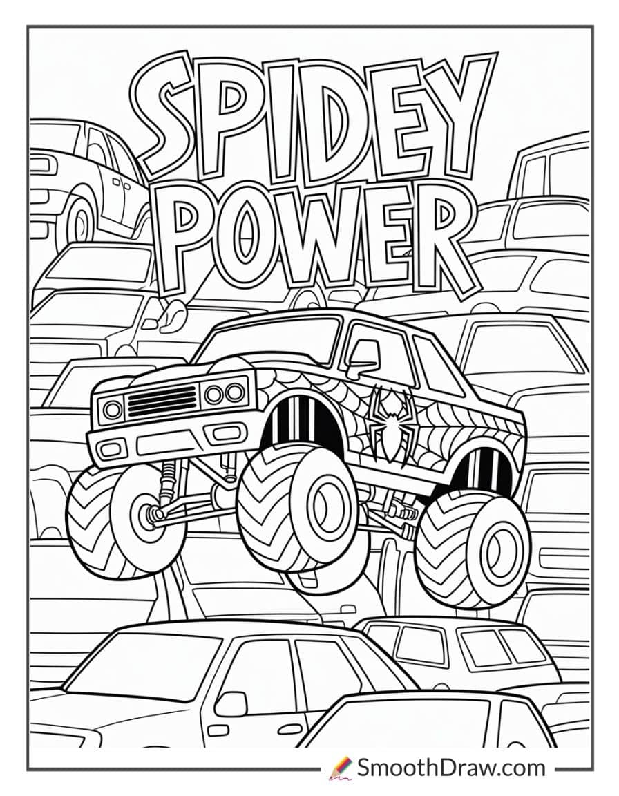 spiderman monster truck coloring pages