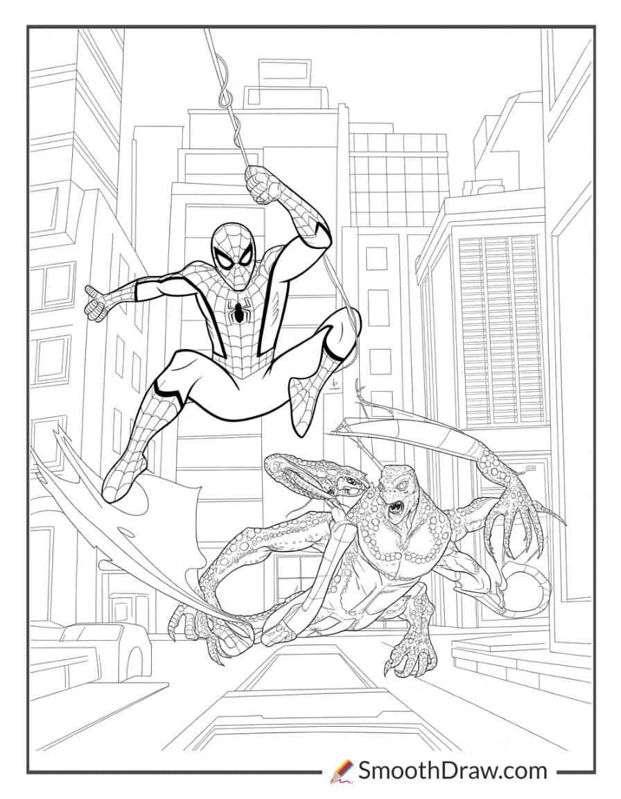 spiderman vs lizard coloring pages