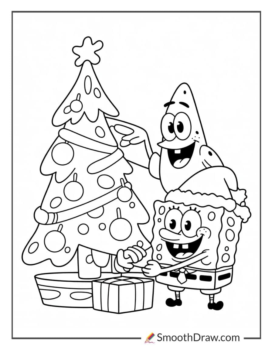 Spongebob Christmas Coloring Pages