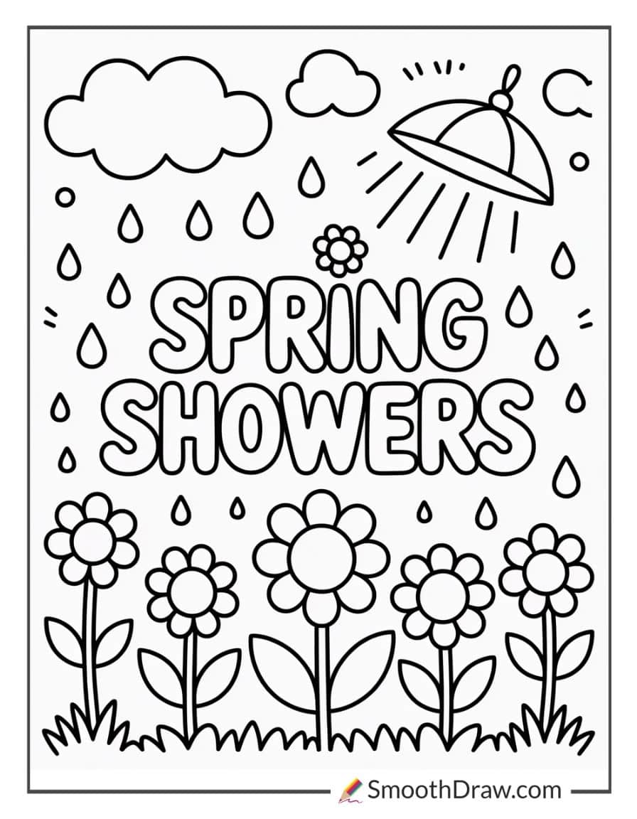 spring rain coloring pages