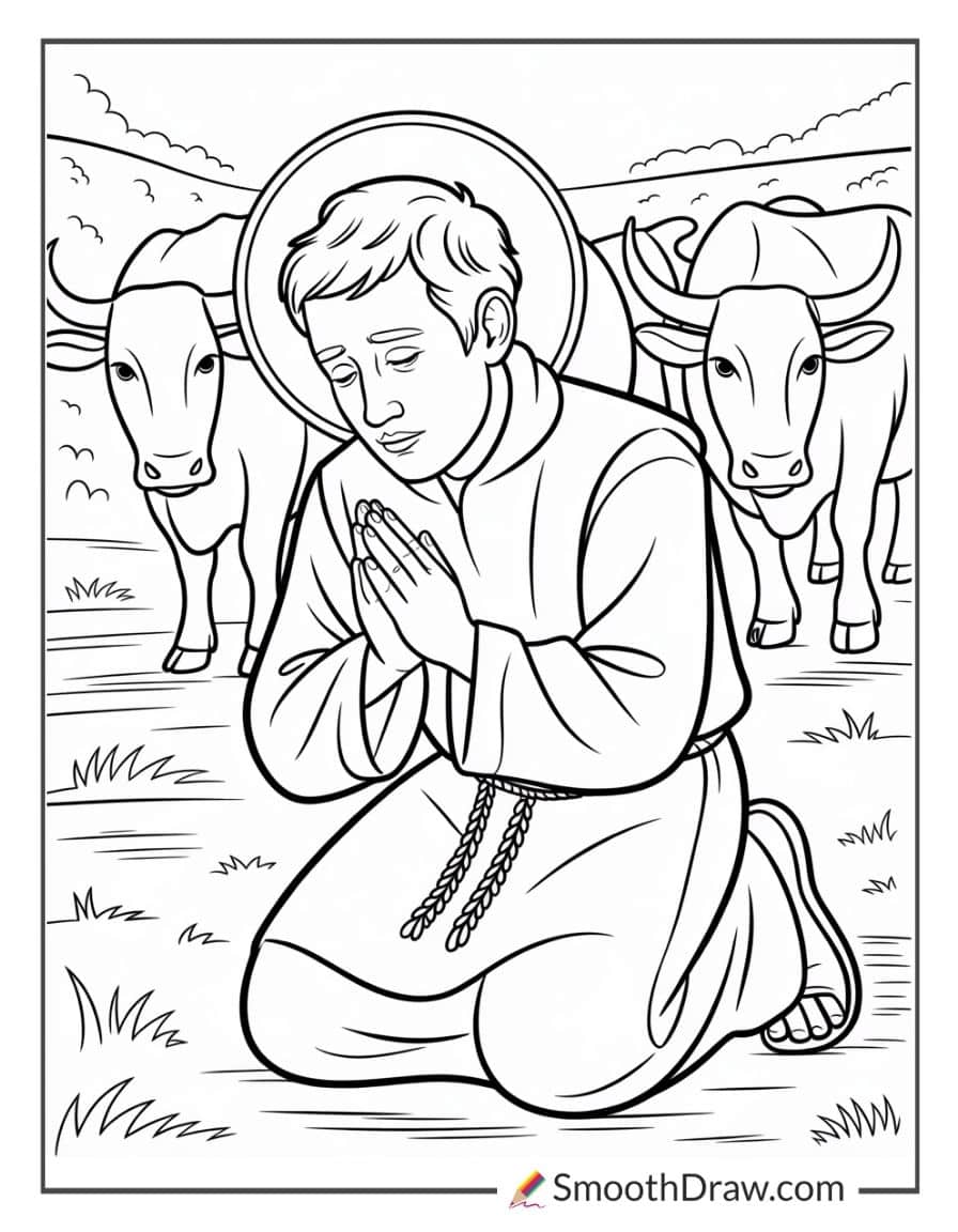 st isidore the farmer coloring page