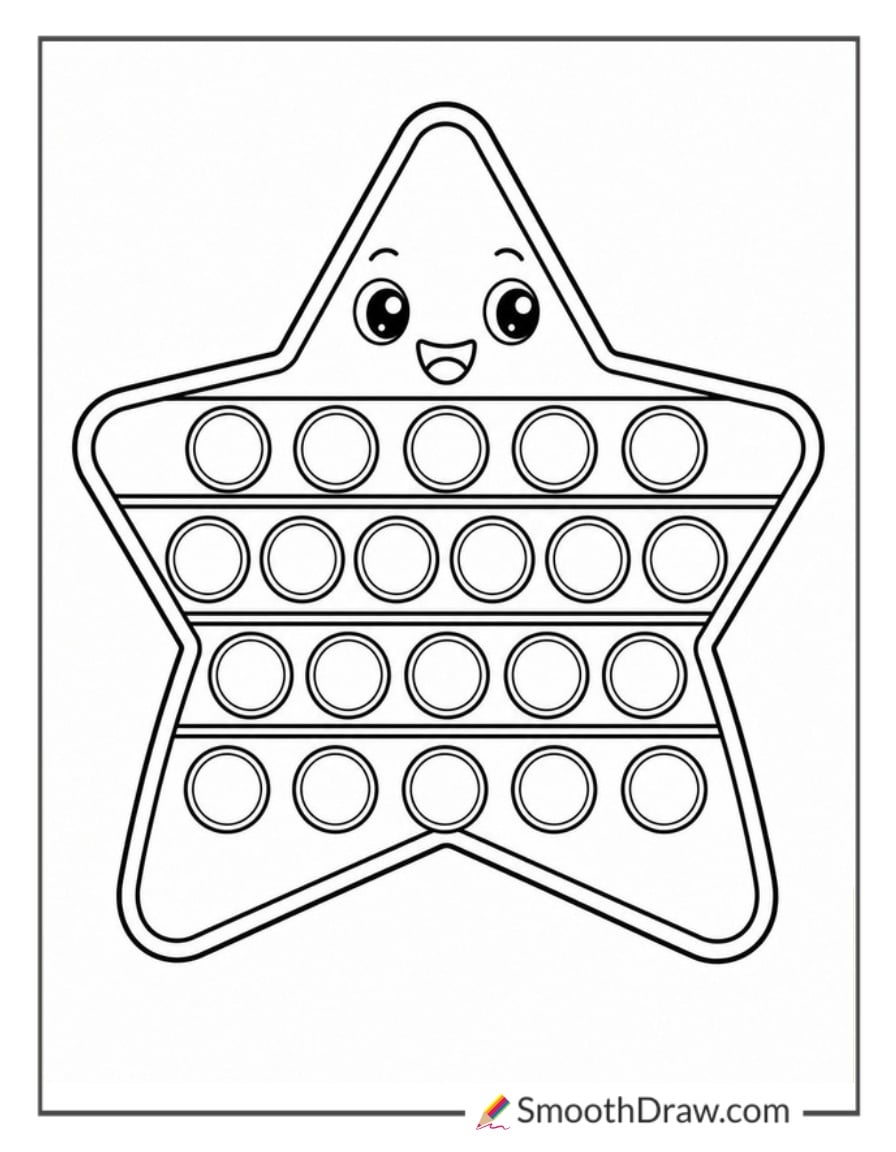 star shaped pop it with happy face