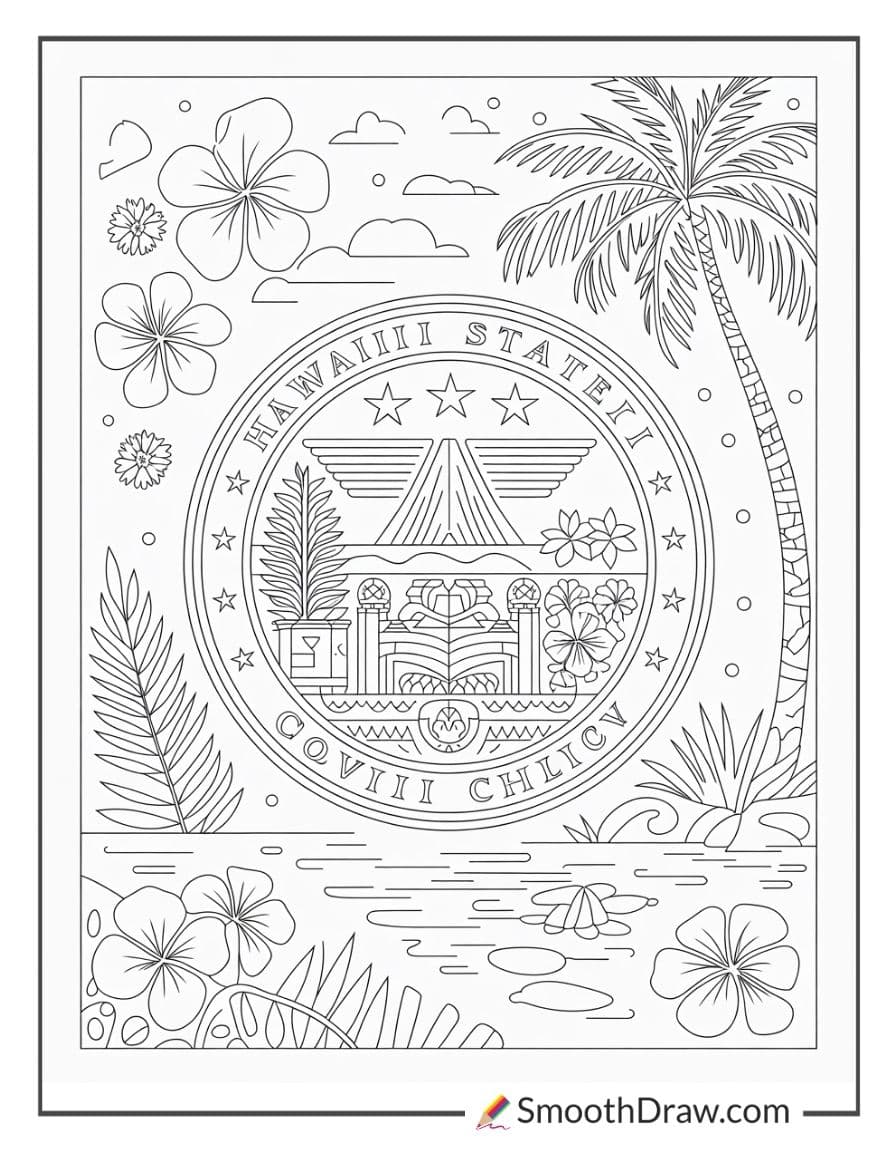 state seal of hawaii coloring page