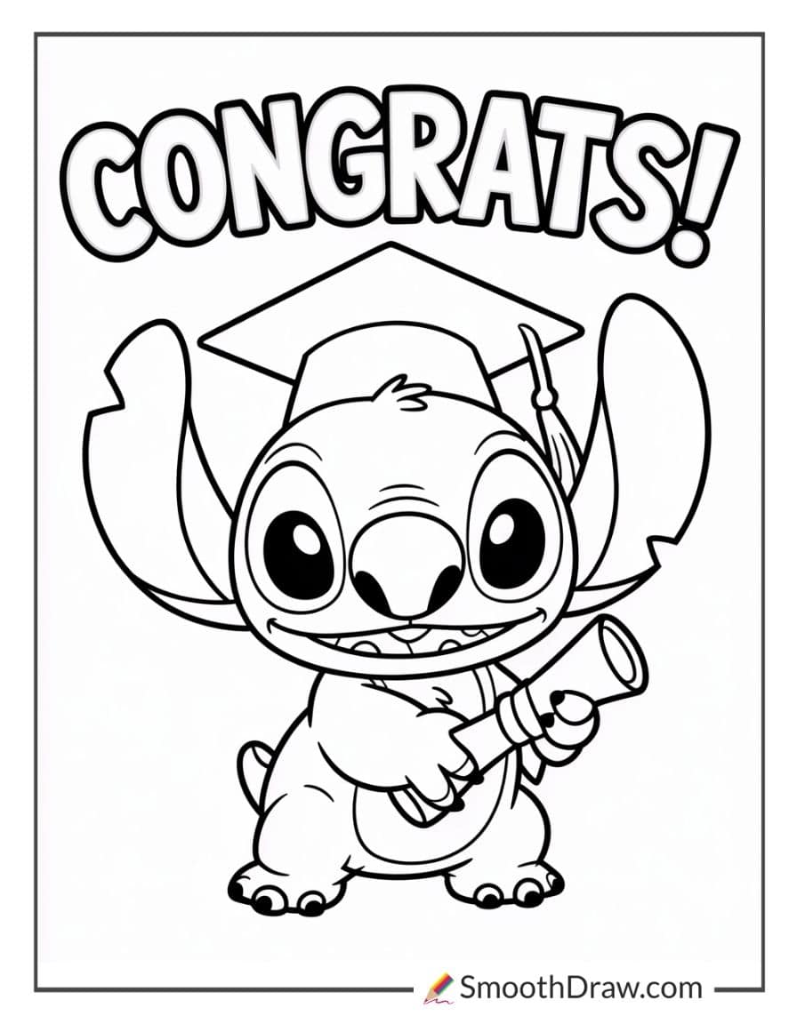 stitch graduation coloring page