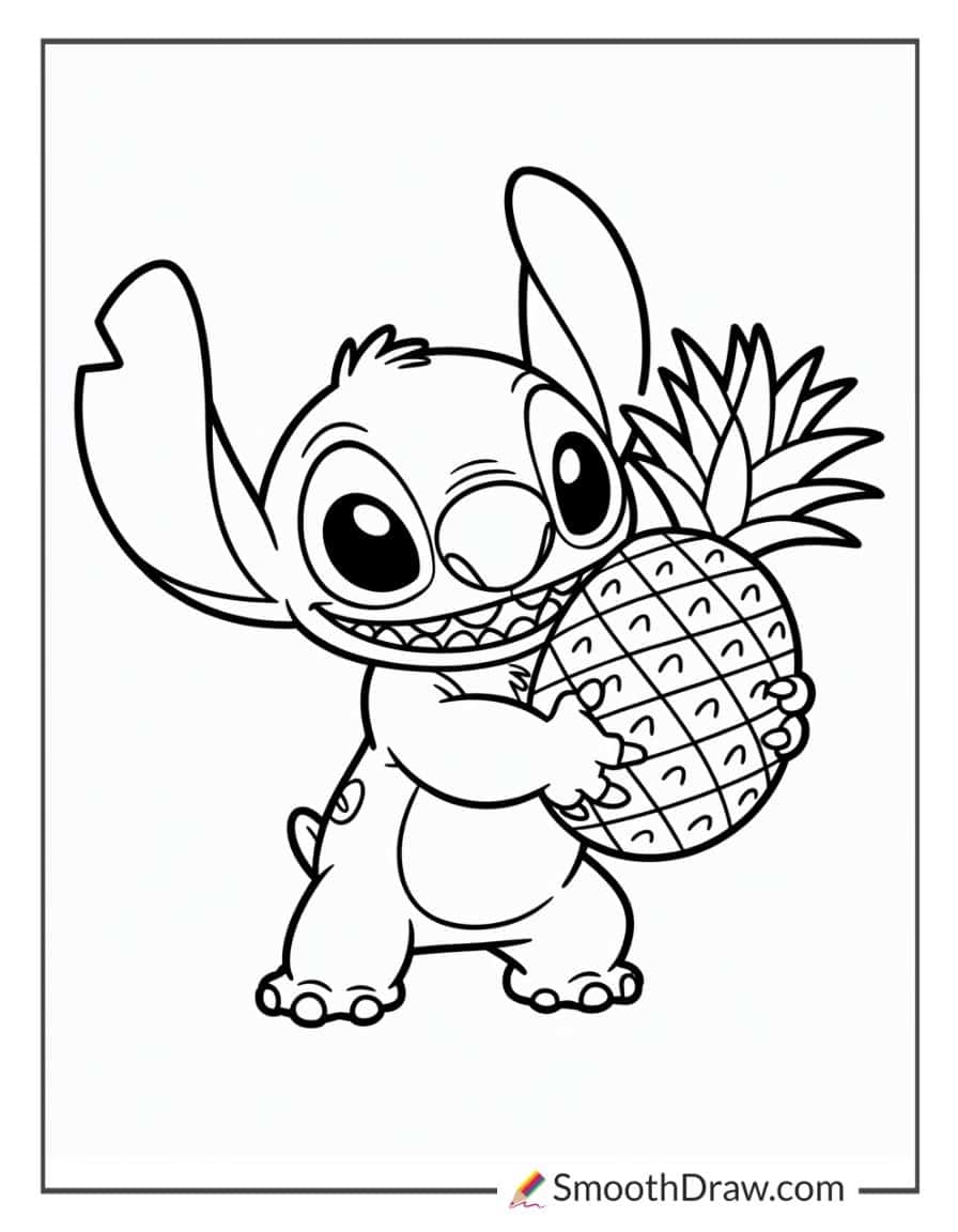 stitch pineapple coloring page
