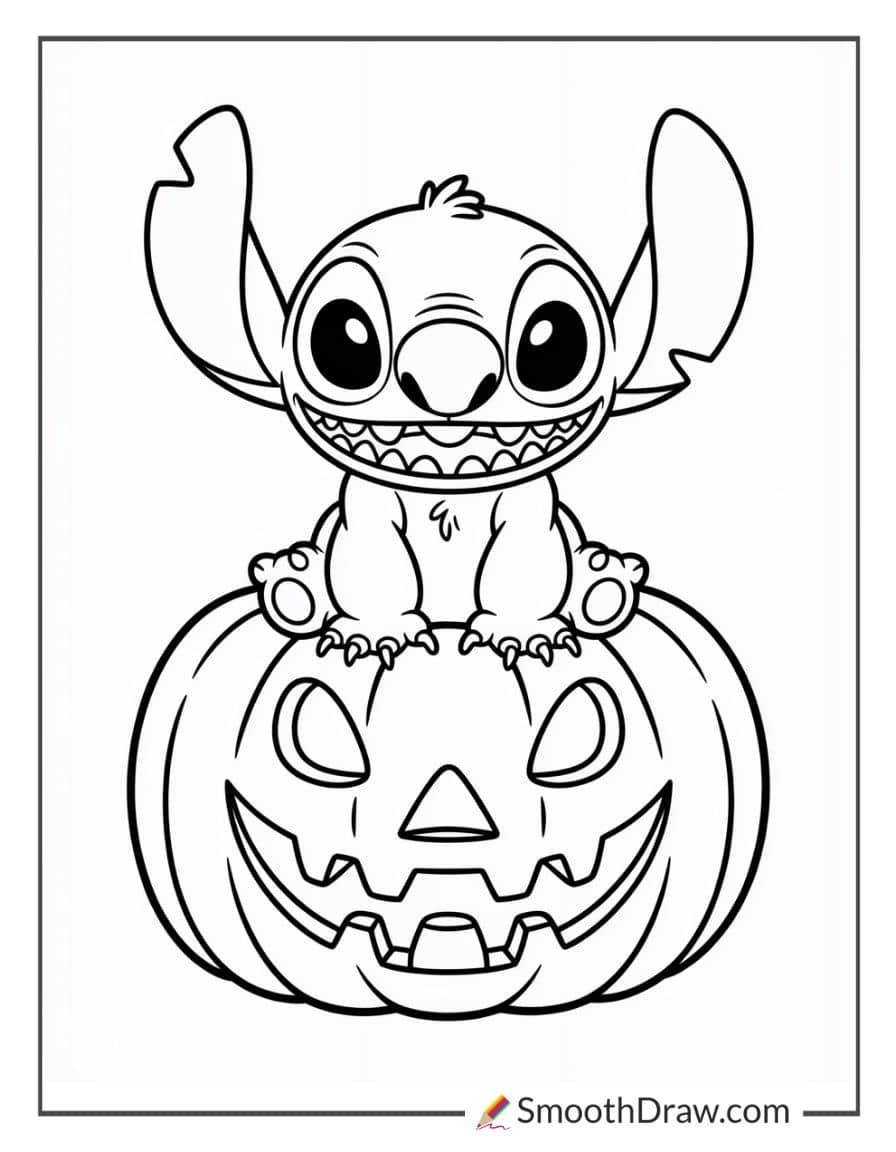 stitch pumpkin coloring page