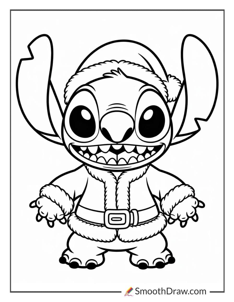 stitch wearing a santa suit