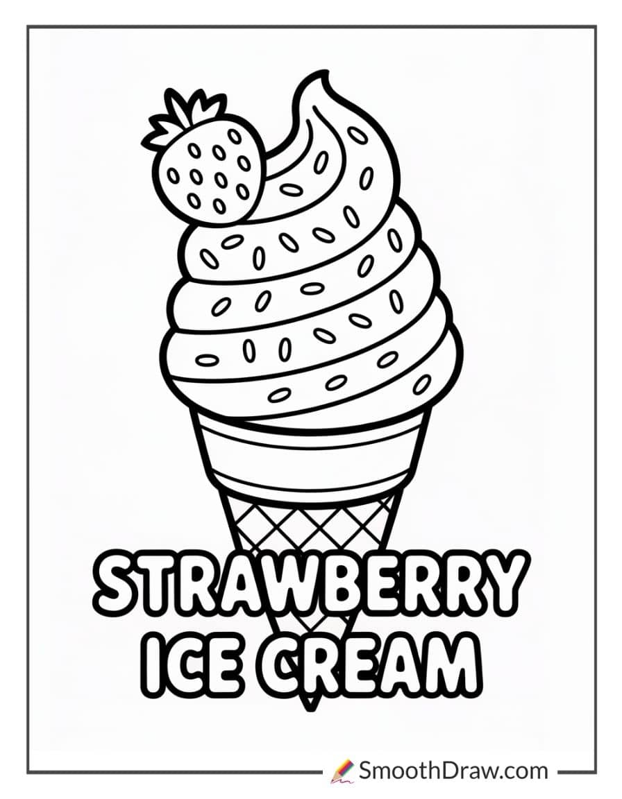 strawberry ice cream coloring page