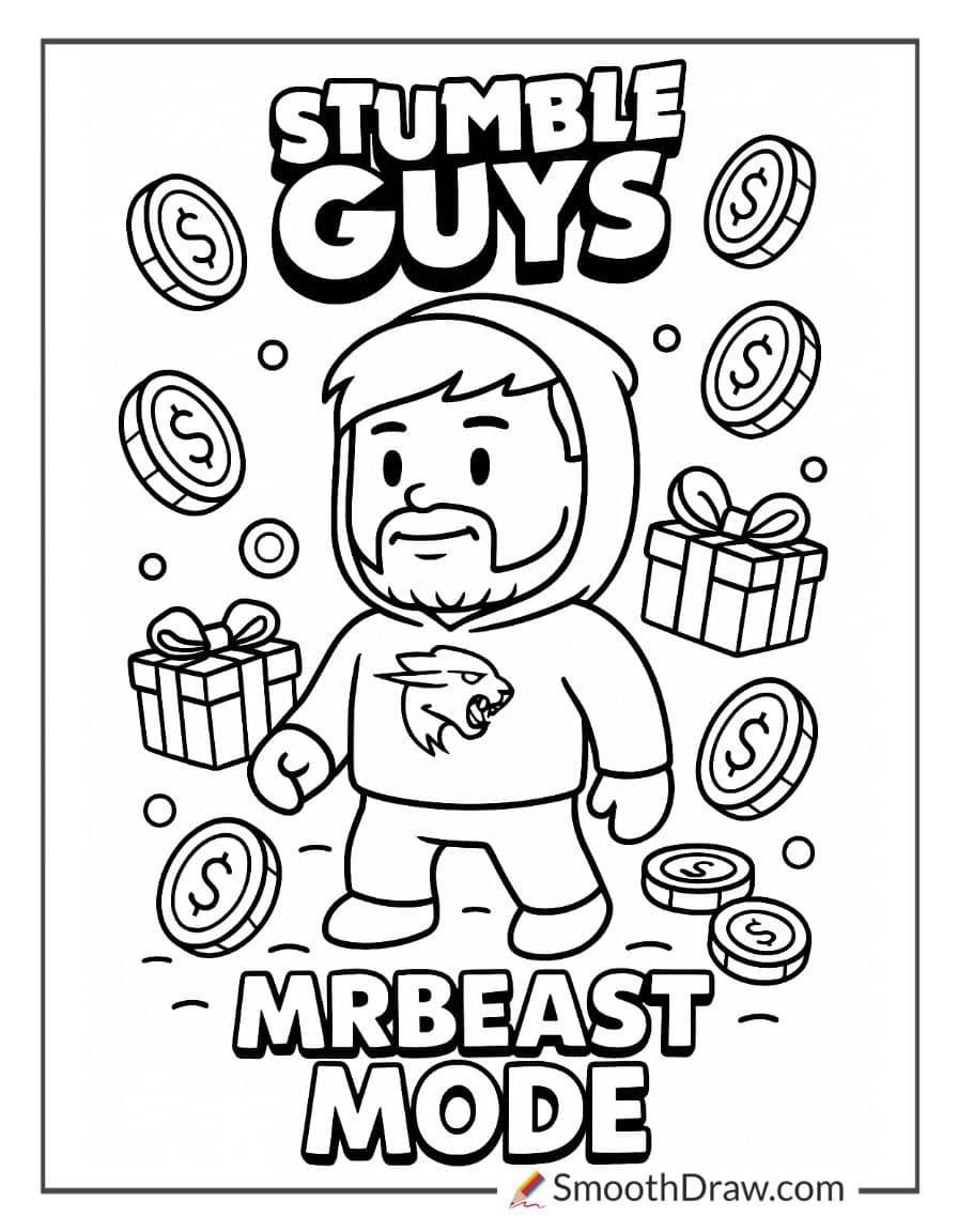 stumble guys coloring pages mr beast