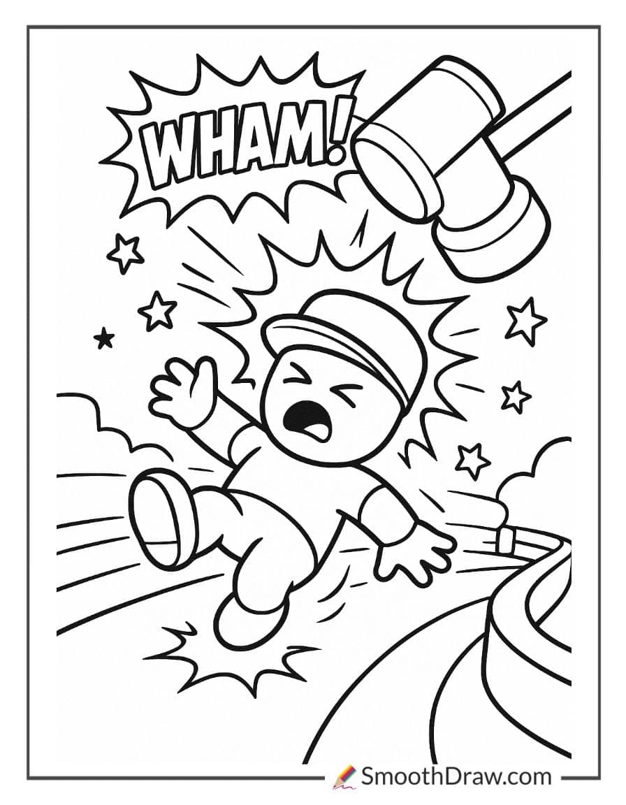stumble guys getting knocked by big hammer