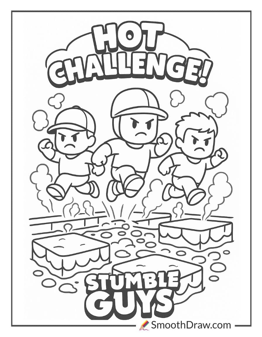 stumble guys jumping over lava gaps coloring page