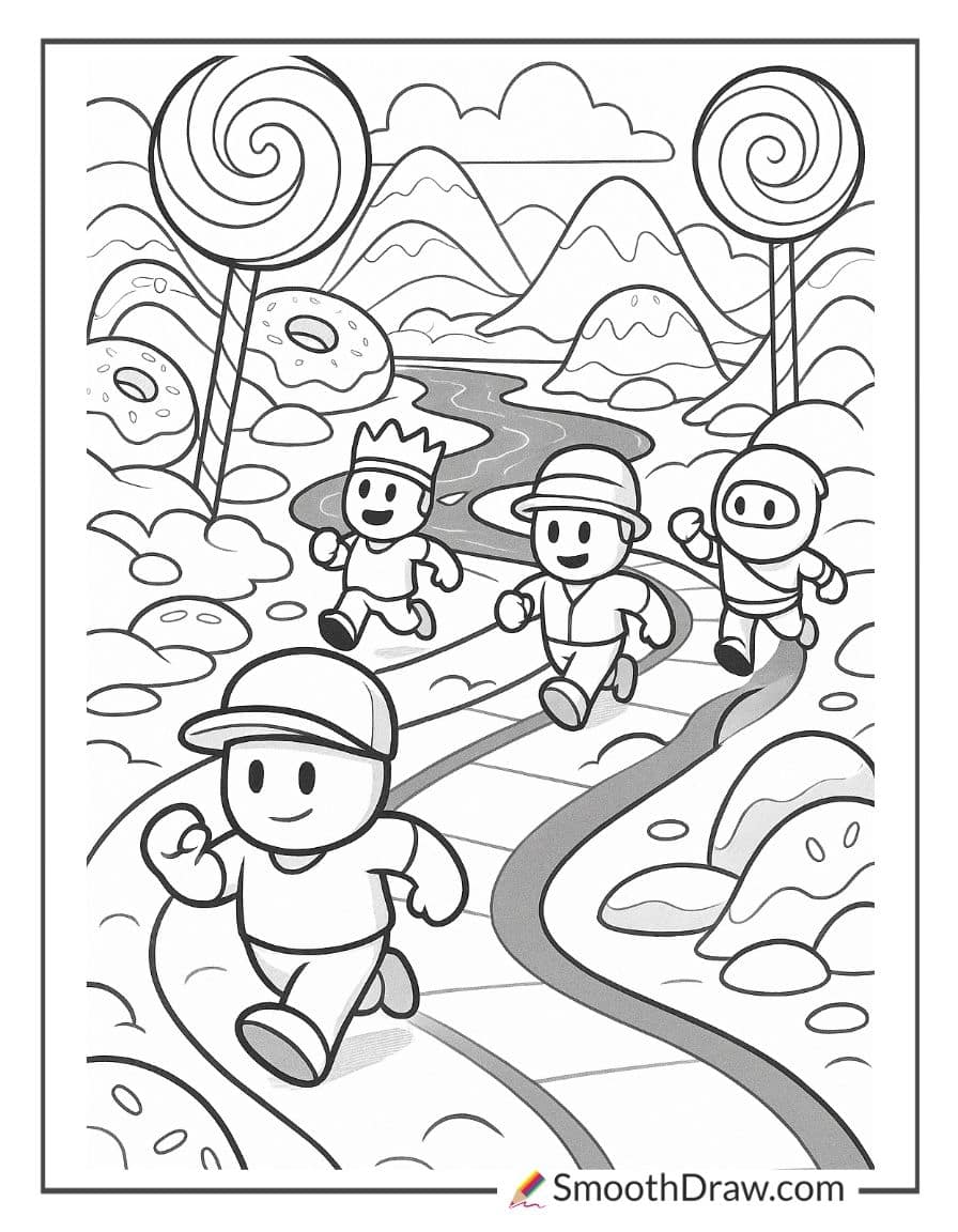 stumble guys racing through candy world