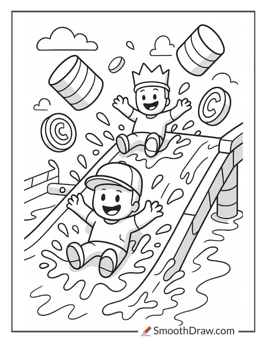 stumble guys sliding down slime ramp