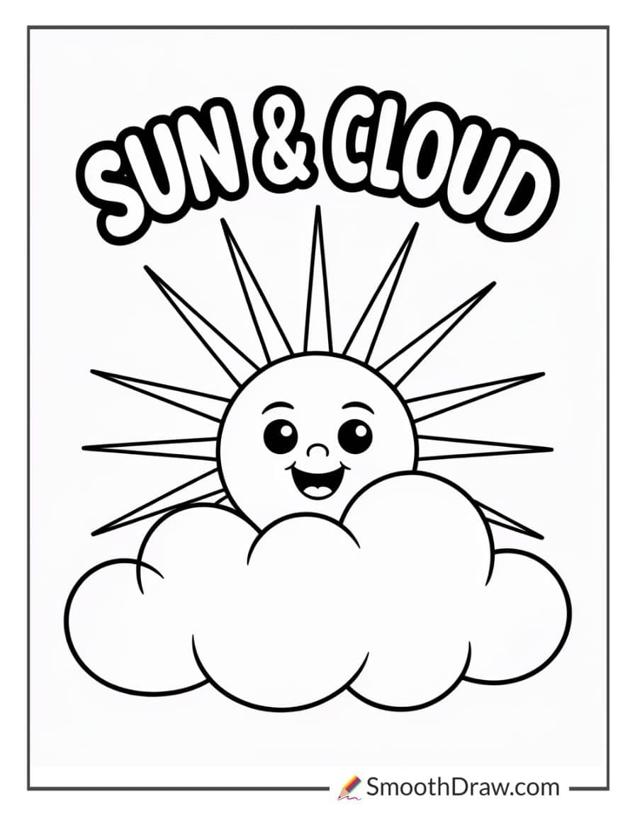 sun and cloud coloring page