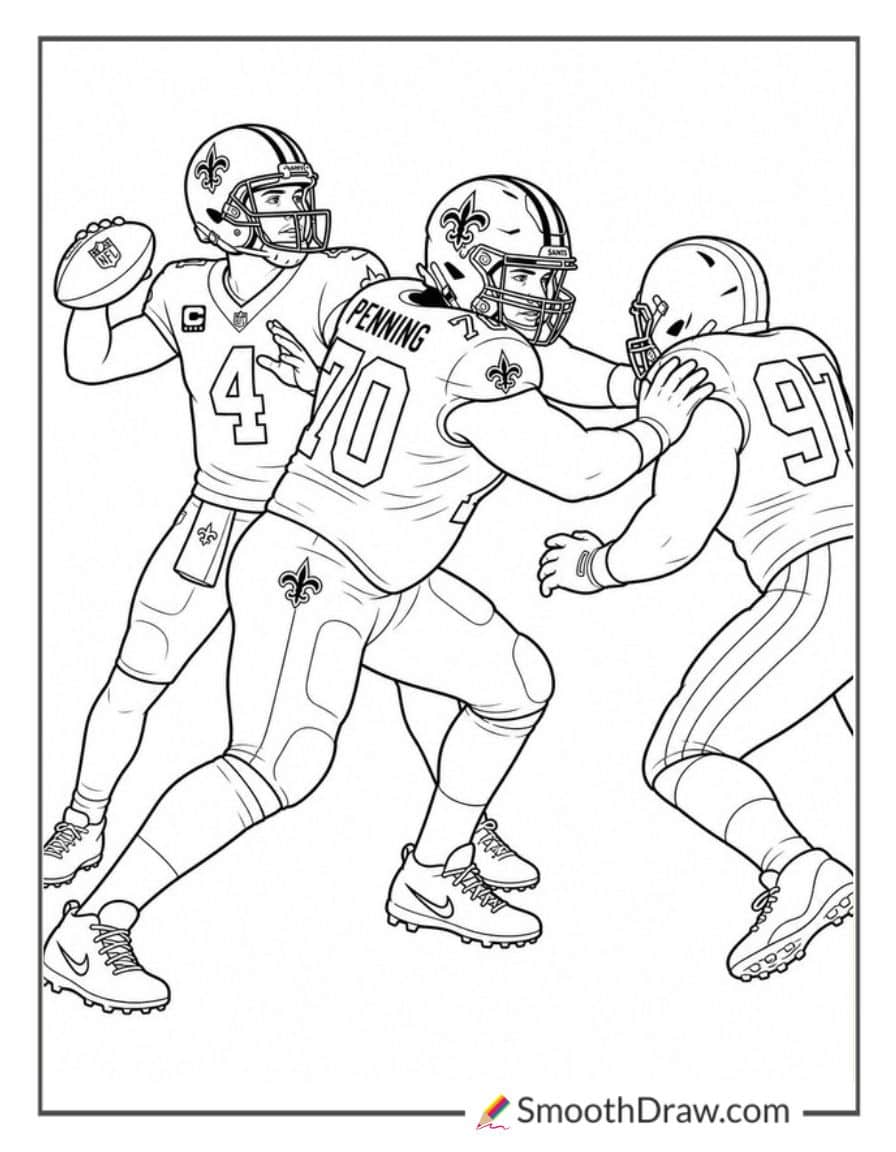 Trevor Penning Blocking Edge Rusher