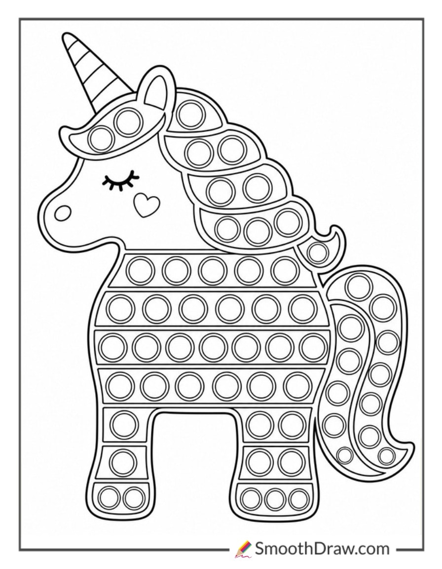 unicorn pop it coloring page