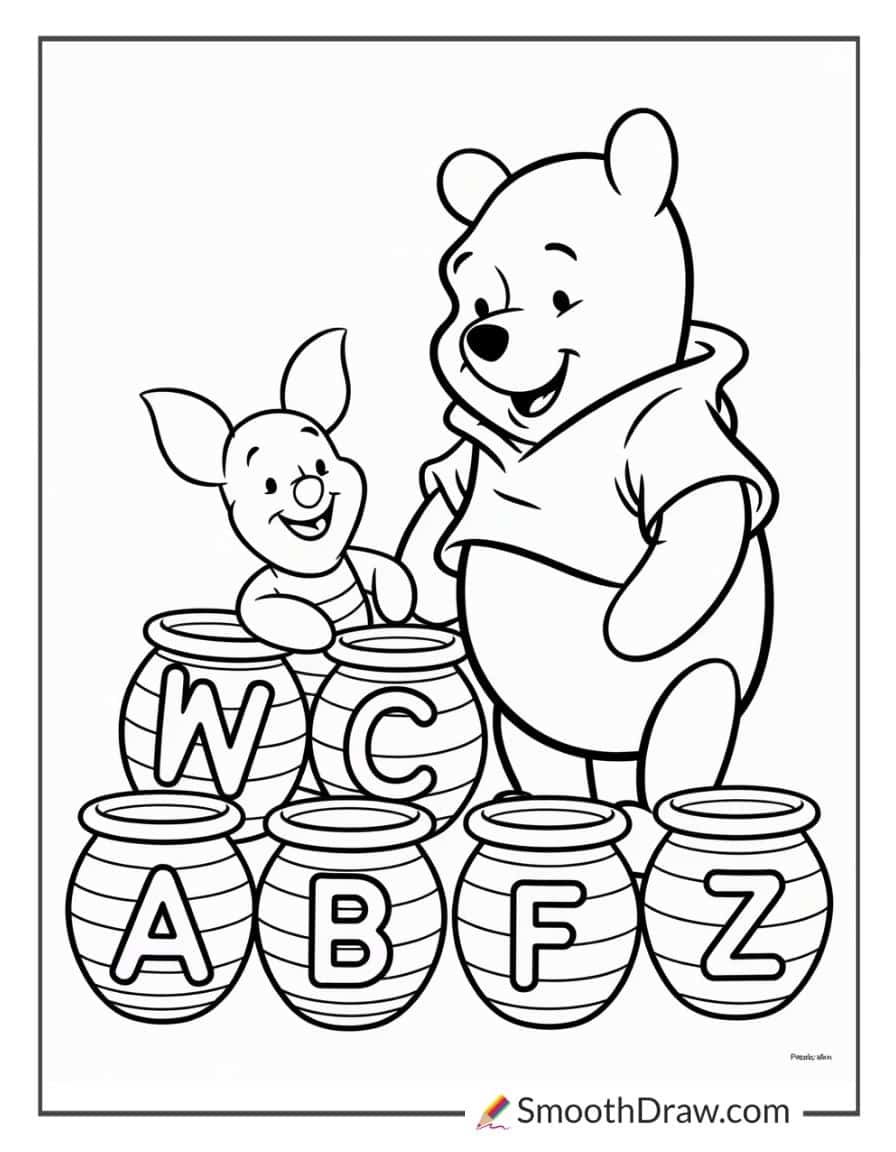 winnie the pooh abc coloring pages