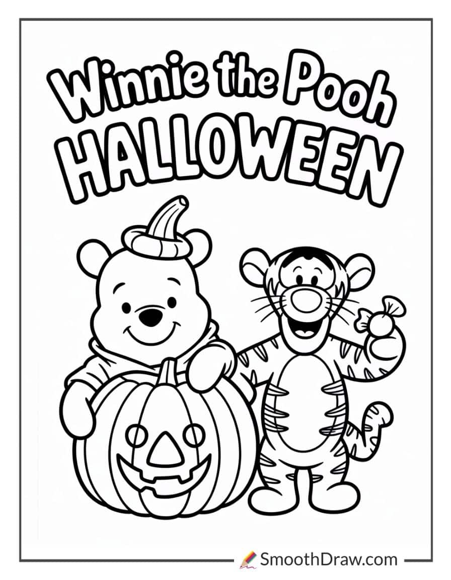 winnie the pooh halloween coloring pages