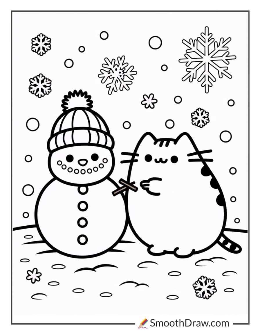 winter pusheen coloring pages