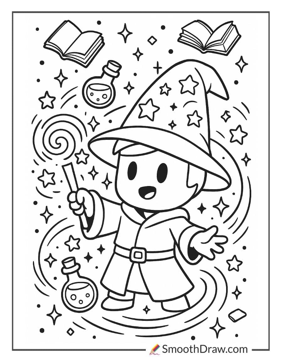 wizard stumble guys casting colorful spells