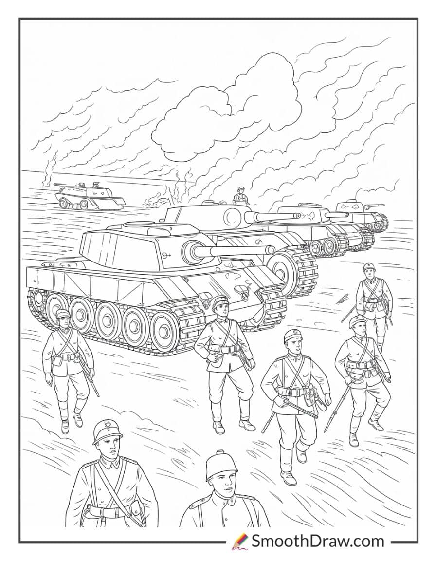 world war realistic army coloring pages