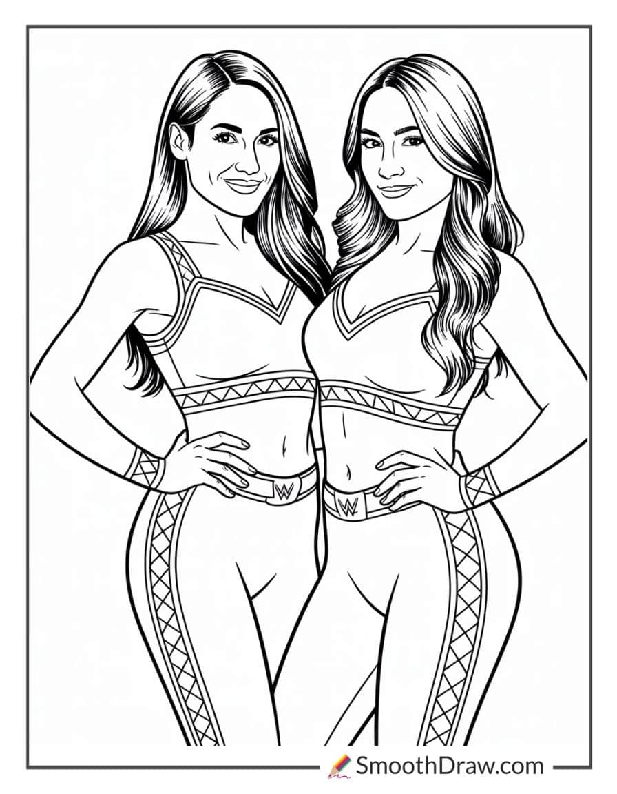 wwe bella twins coloring pages
