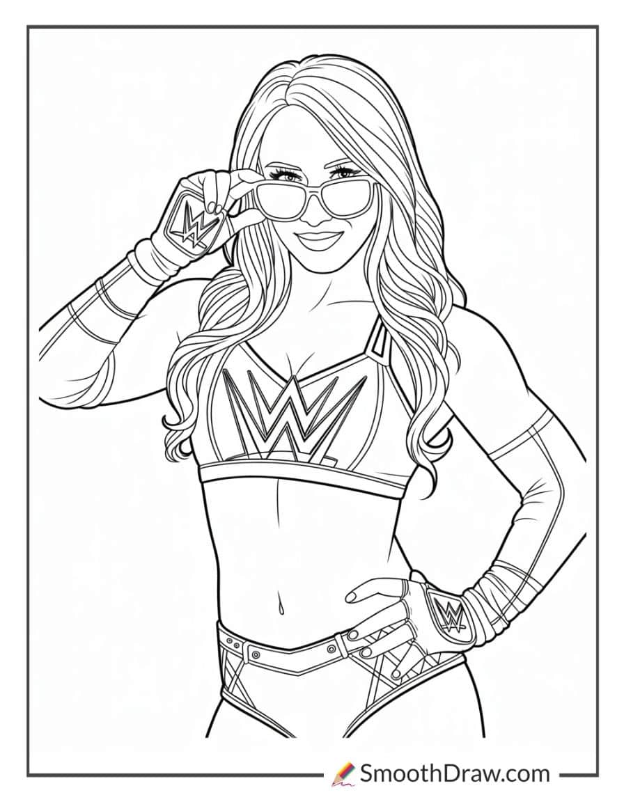 wwe coloring pages sasha banks
