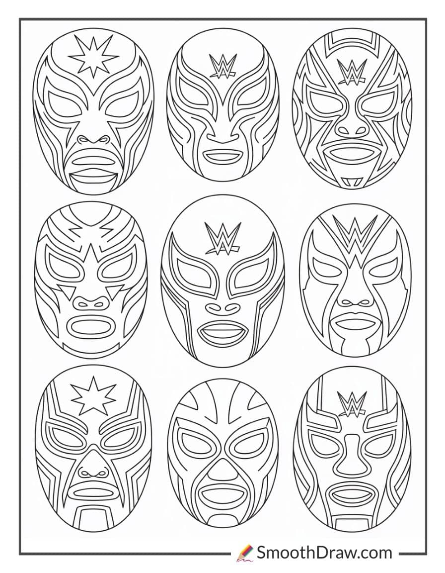 wwe mask coloring pages