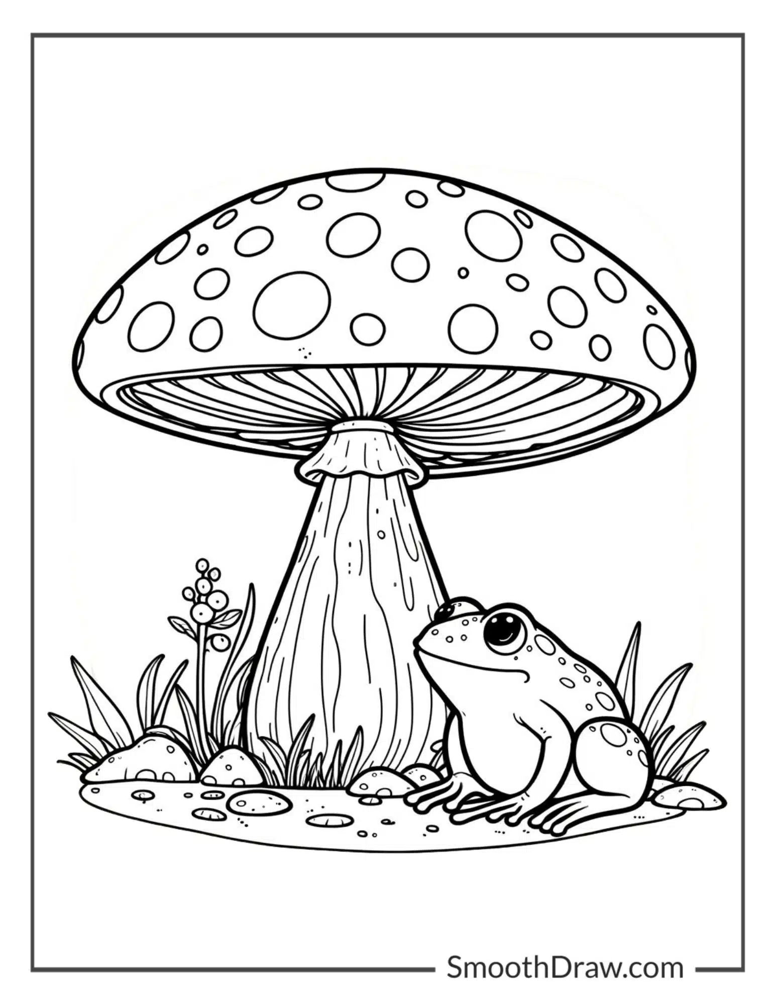 frog under a mushroom