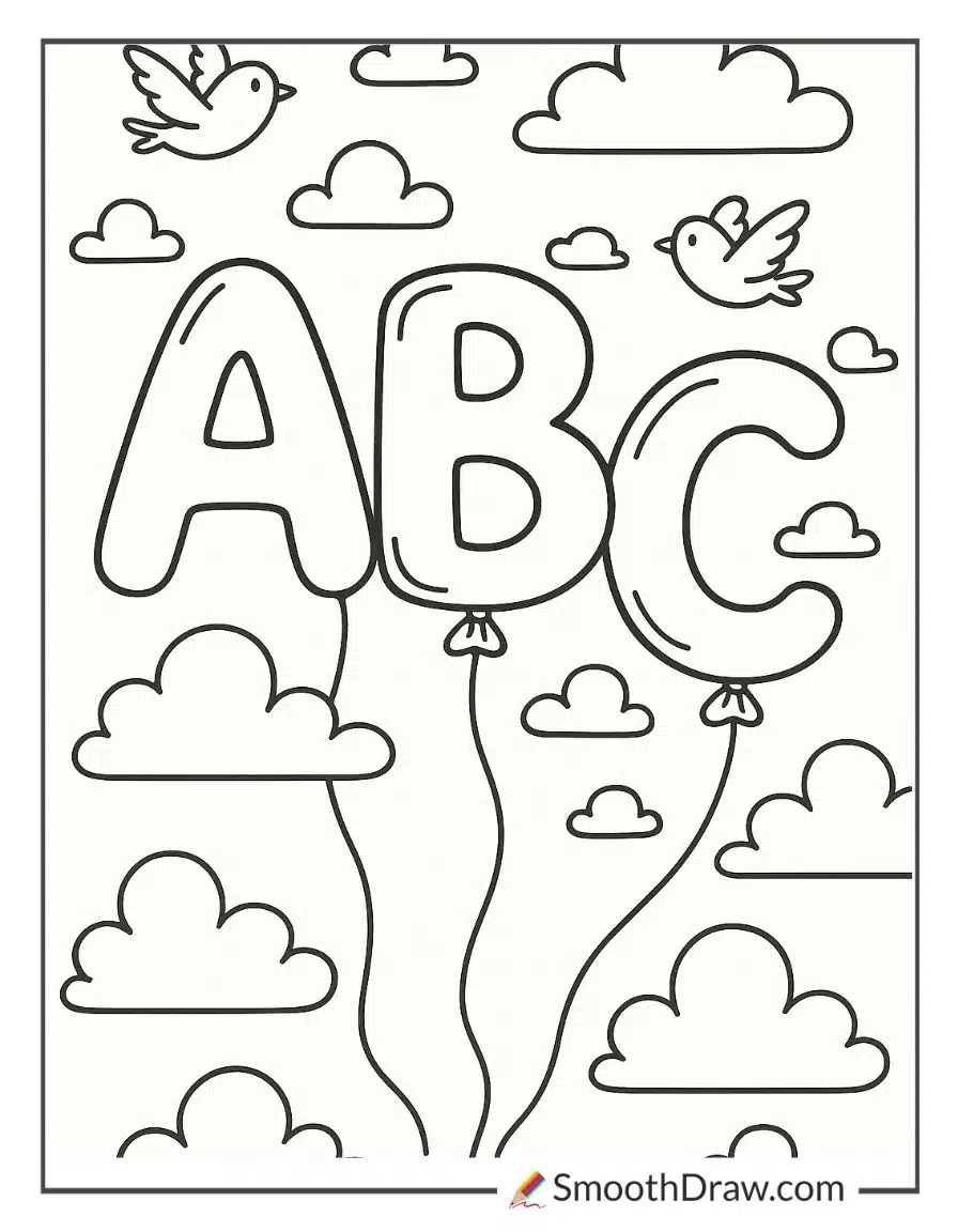 ABC Balloons Floating In The Sky