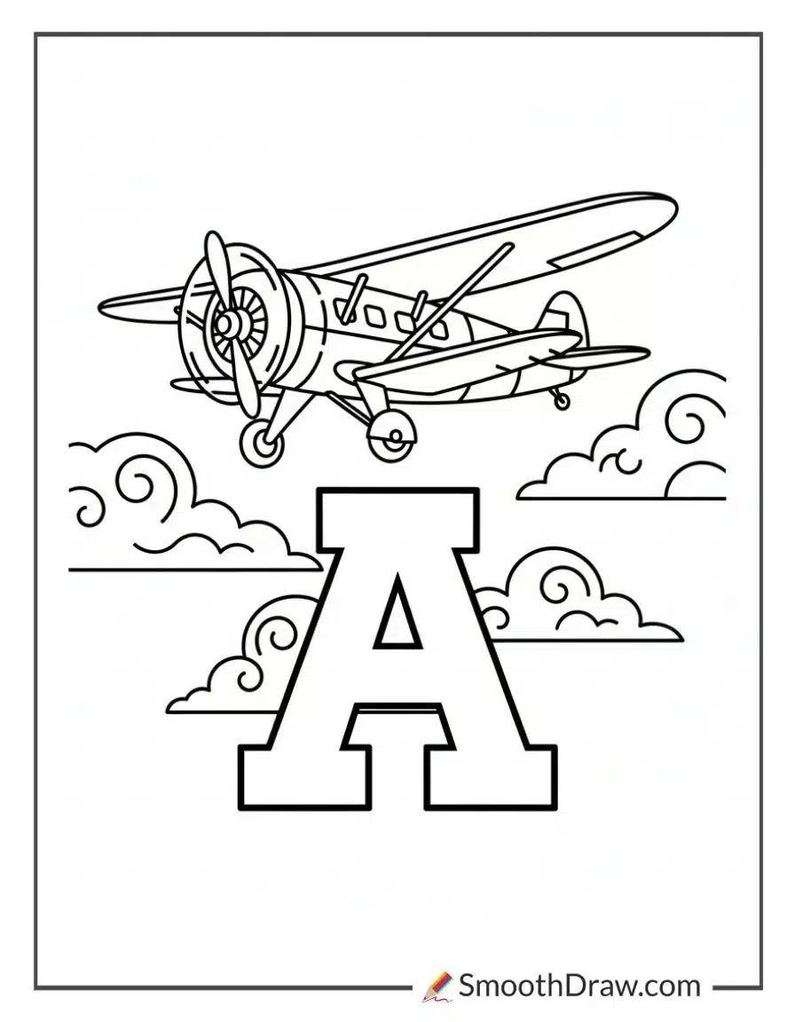 Airplane And Alphabet A In The Sky