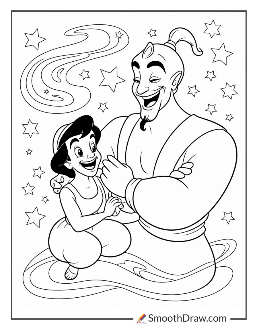 Aladdin and Genie laughing