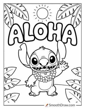 Aloha Stitch coloring page
