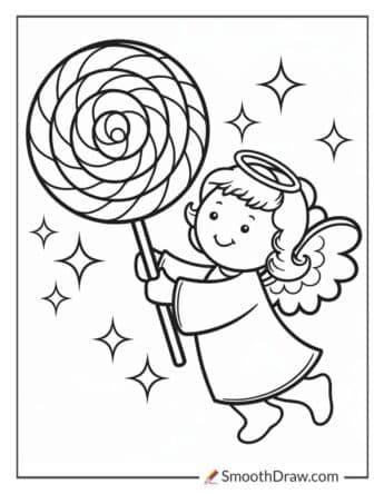 Angel Holding a Giant Lollipop