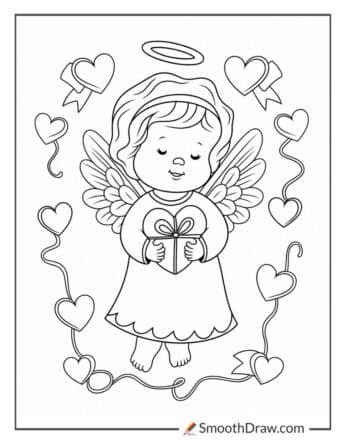 Angel Holding a Valentine’s Heart