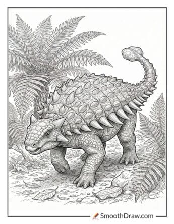 Ankylosaurus Among Giant Ferns Coloring Pages