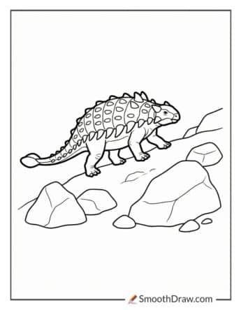 Ankylosaurus Climbing Small Rocky Hill