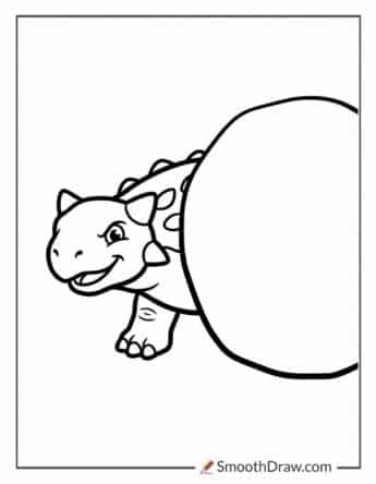 Ankylosaurus Hiding Behind Big Boulder