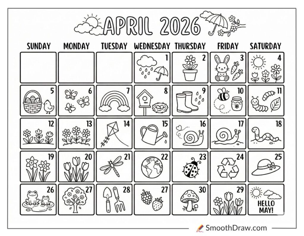 33 April Coloring Pages (Free PDFs)