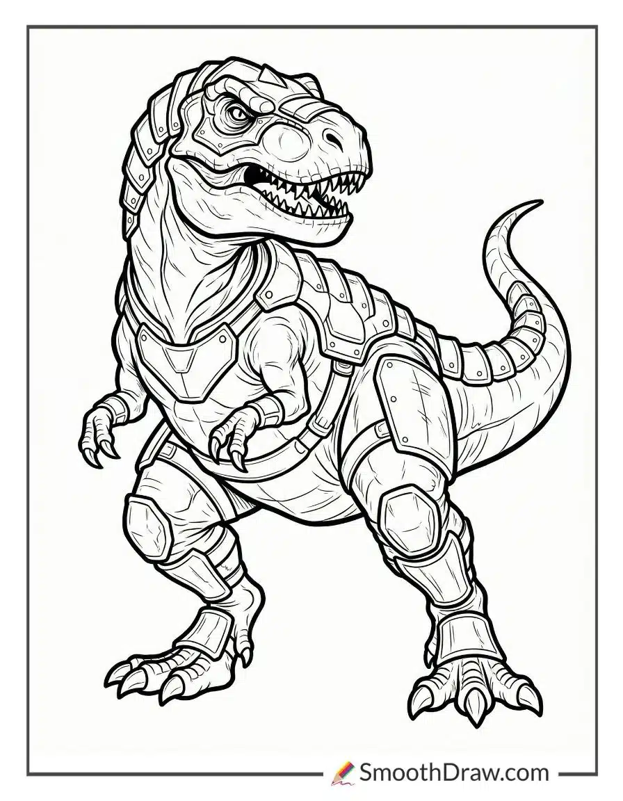 Armored T Rex In Battle Pose