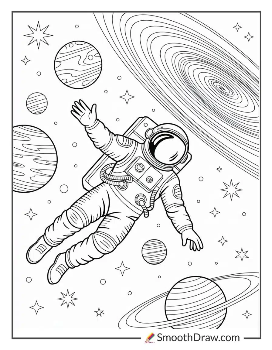 Astronaut Floating In Deep Space